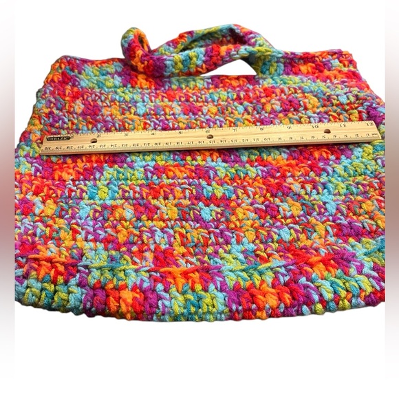 Vintage handcrafted multicolored Crochet handbag - Picture 5 of 7